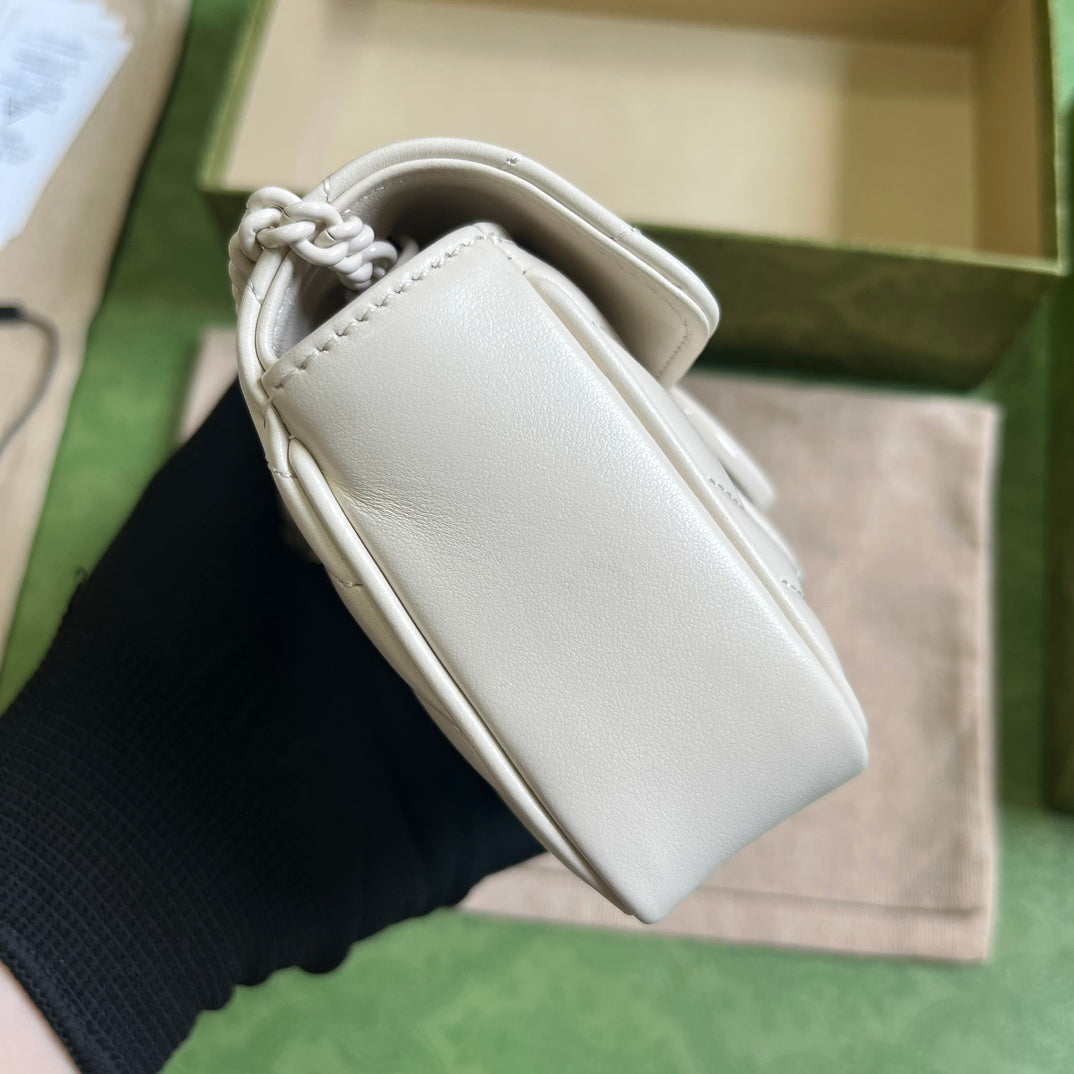 GUCCI GG Marmont Belt Bag In White 476433 Size 16.5x10x4.4 cm